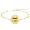 Regali – Bratara personalizata argint 925 placat cu aur galben 24K banut cu nume si coroana