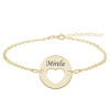 Heart – Bratara personalizata banut cu nume si inimioara din argint 925 placat cu aur galben 24K