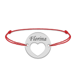 Heart – Bratara snur personalizata banut cu nume si inimioara din argint 925