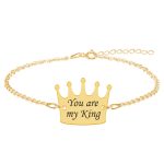 King – Bratara din argint 925 placat cu aur galben 24K personalizata cu text – coroana