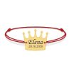 King – Bratara snur cu talisman din argint 925 placat cu aur galben 24K personalizata cu text – coroana