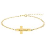 Crux – Bratara personalizata din argint placat cu aur galben 24K cruce cu text