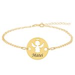 Angel – Bratara personalizata banut cu ingeras si nume gravat din argint 925 placat cu aur galben 24K