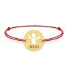 Angel – Bratara personalizata snur banut cu ingeras si nume gravat din argint 925 placat cu aur galben 24K