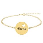 Ingrid – Bratara personalizata banut cu nume din argint 925 placat cu aur galben 24K
