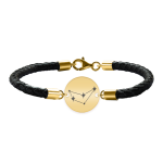 Bratara Premium din piele impletita si banut argint 925 placat cu aur galben 24K personalizat cu constelatii – Capricorn