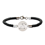 Bratara Premium din piele impletita si banut argint 925 personalizat cu constelatii – Leu