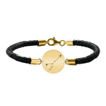 Bratara Premium din piele impletita si banut argint 925 placat cu aur galben 24K personalizat cu constelatii – Rac