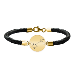 Bratara Premium din piele impletita si banut argint 925 placat cu aur galben 24K personalizat cu constelatii – Scorpion