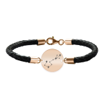 Bratara Premium din piele impletita si banut argint 925 placat cu aur Roz personalizat cu constelatii – Scorpion