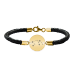 Bratara Premium din piele impletita si banut argint 925 placat cu aur galben 24K personalizat cu constelatii – Varsator