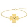 Clover – Bratara din argint 925 placat cu aur galben 24K personalizata intiala – trifoi