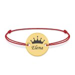 Regali – Bratara personalizata banut argint 925 placat cu aur galben 24K cu nume si corona