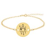 Felicia – Bratara personalizata din argint 925 placat cu aur galben de 24K mama cu doi copii