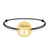 My Kid – Bratara personalizata snur cu talisman din argint 925 placat cu aur galben 24K cu nume si talpite