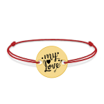 Lover – Bratara snur personalizata banut argint 925 placat cu aur galben 24K cu textul My Love