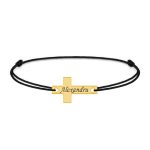 Crux – Bratara personalizata argint placat cu aur galben 24K si snur cruce