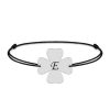 Clover – Bratara personalizata snur initiala – trifoi argint 925
