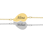 You and Me – Set bratari personalizate inimioara cu nume pentru cuplu din argint 925