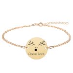 Deer – Bratara personalizata din argint 925 placat cu aur galben 24K- Craciun Fericit