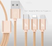 Cablu de date incarcare 3 in 1  Auriu – Fast Charger ZR A8613