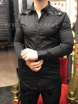 Camasa barbati neagra slim fit pentru evenimente B5736 4-1.1