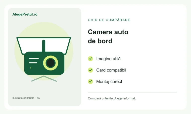 Ilustrație editorială: cameră auto de bord: ce verifici înainte să alegi modelul
