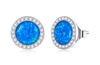 Cercei din argint Big Round Blue Crystal