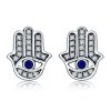 Cercei din argint Hamsa Blue Eye