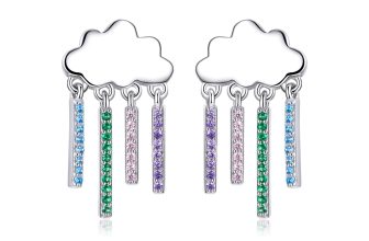 Cercei din argint Rainbow Dropping Clouds