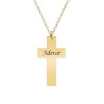 Faith – Colier argint 925 placat cu aur galben 24K personalizat cu text – cruce