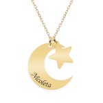 Stella – Colier din argint 925 palcat cu aur galben 24K personalizat – Semiluna si Stea