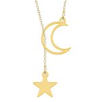 Celesta – Colier personalizat  din argint placat cu aur galben 24K – Semiluna si steluta