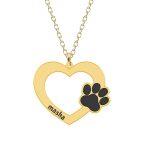 Paw Lover – Colier personalizat din argint placat cu aur galben 24K – Inima