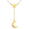 Star- Colier personalizat  din argint placat cu aur galben 24K cu cristal  – Stea si luna