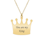 King – Colier din argint 925 placat cu aur galben 24K personalizat cu text – coroana