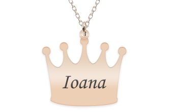 King – Colier din argint 925 placat cu aur roz personalizat cu text – coroana