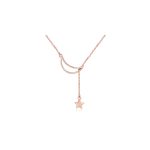 Colier din argint Rose Gold Star & Moon