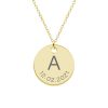 Lia- Colier din argint 925 placat cu aur 24K personalizat cu initiala si data – banut