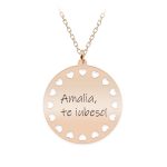 Illy – Colier personalizat argint 925 placat cu aur roz banut cu inimioare decupate