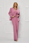 Compleu elegant roz format din trei piese cu pantaloni evazati