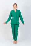 Compleu elegant verde compus din doua piese sacou accesorizat cu detalii pretioase si pantaloni pana