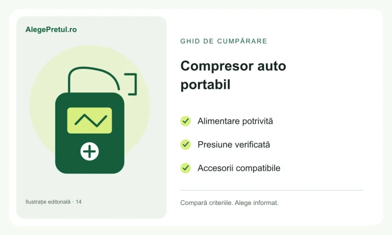 Ilustrație editorială: compresor auto portabil: cu acumulator sau alimentare la 12 v?