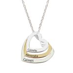 Corina – Colier personalizat inimioare si nume din argint 925