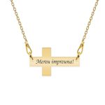 Crux – Colier personalizat argint 925 placat cu aur galben 24K cruce cu text