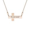 Crux – Colier personalizat argint 925 placat cu aur Roz cruce cu text
