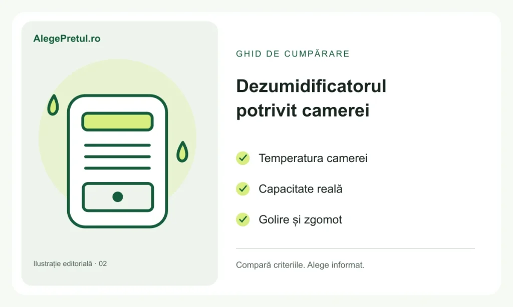 Ilustrație editorială: cum alegi un dezumidificator pentru apartament
