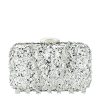 Geanta clutch argintie cu cristale si paiete BME6011 06