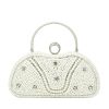 Geanta clutch crem argintiu cu perle si pietricele BME-22732 05