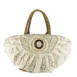 Geanta de plaja din paie naturale B-406 Bej M6